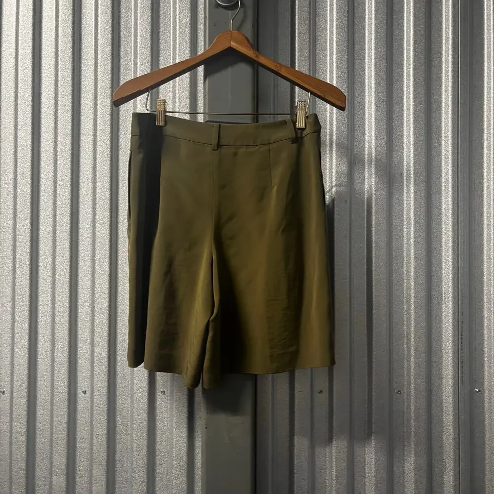 Lauren Ralph Lauren Skort Women 2 Olive Green Pleated Shorts Dressy Lightweight